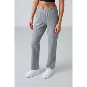 Tommy Life Tommy Life  Gri Melanj Kadın Yüksek Bel Cepli Standart Kalıp Klasik Paça Eşofman Alt-94584