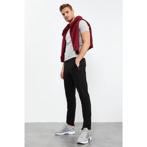 Tommy Life Tommy Life  Siyah Erkek Fermuar Cepli Dar Kesim Klasik Paça Eşofman Alt-84669