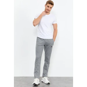 Tommy Life Gri Melanj Fermuar Cepli Dar Kalıp Klasik Paça Erkek Eşofman Alt - 84669