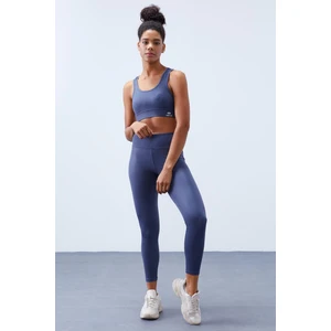 Tommy Life Tommy Life  Petrol Kadın Yüksek Bel Toparlayıcılı Sırt Detaylı Büstiyer Tayt Takım-95281