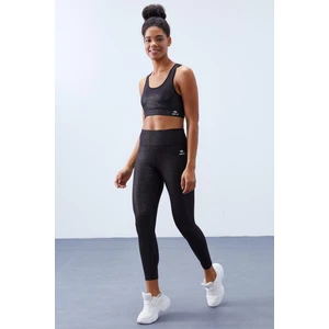 Tommy Life Tommy Life  Siyah-Gümüş-Siyah Kadın Yüksek Bel Toparlayıcılı Sırt Detaylı Büstiyer Tayt Takım-95281