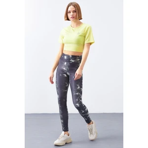Tommy Life Tommy Life  Yeşil Kadın Batik Desenli Dalgıç Kumaş Slim Fit Dar Paça Tayt-94551_01