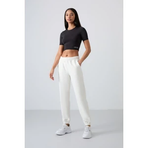 Tommy Life Tommy Life  Lastikli Paça Klasik Ekru Kadın Eşofman Alt
