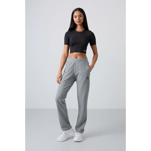Tommy Life Tommy Life  Gri Melanj Kadın Gizli Fermuar Cepli Slim Fit Klasik Paça Eşofman Alt-94148