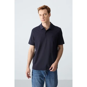 Tommy Life Lacivert Erkek Klasik Kısa Kol Dar Kesim Polo Yaka T-Shirt-87748