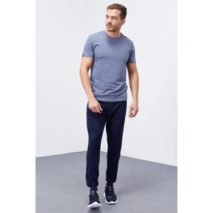 Tommy Life Tommy Life  İndigo Erkek Çift Biye Şeritli Standart Kalıp Jogger Eşofman Alt-84694_01