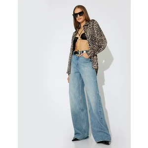 x Zeynep Bastık - Geniş Paça Oversize Kot Pantolon Düğmeli Cep Detaylı - Wide Leg Jeans
