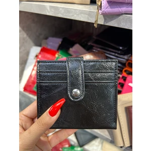 Zeyzey Butik Lola Kartlık Detaylı Mini Siyah Cüzdan