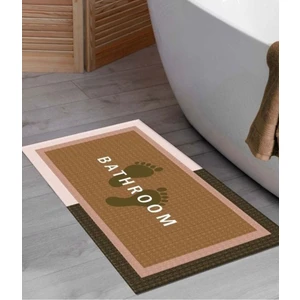 SİHİRLİ AYAKLAR Su Geçirmez Kaydırmaz Banyo Paspası Banyo Halısı Su Emici Kaymaz Paspas Kahverengi 50X70