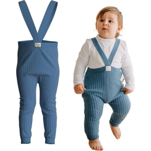 Mama Yoyo Askılı Organik Triko Bebek Taytı - Indigo