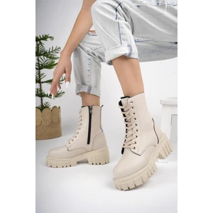 Just  Kalın Taban Fermuarlı Bağcıklı Kadın Postal Bot