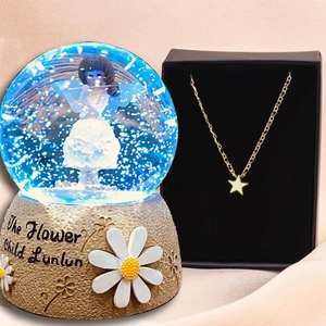 Papatya Kız Renk Değiştiren Işıklı Kar Küresi & Yıldız Kolye Arkadaşa Hediye