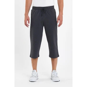 Erkek Cepleri Fermuarlı Antrasit Bermuda Diz Altı Kapri Beli Ayarlanabilir Lastikli Uzun Şort