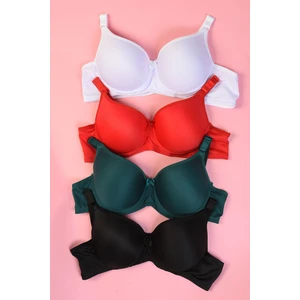 Destekli Dolgulu Sütyen 4 Adet (Beyaz Kırmızı Zümrüt Siyah)