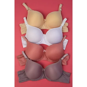 Destekli Dolgulu Sütyen 4 Adet (TEN BEYAZ PEMBE LİLA)