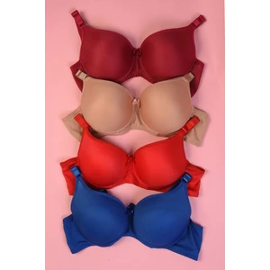 Destekli Dolgulu Sütyen 4 Adet (Bordo Kahve Kırmızı Lacivert)