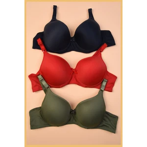 Destekli Dolgulu Sütyen 3 Adet (siyah Kırmızı Yeşil)