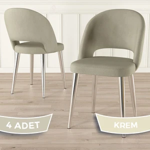 Pane Serisi 4 Adet Mutfak Sandalyesi Krom Kaplama Metal Ayak