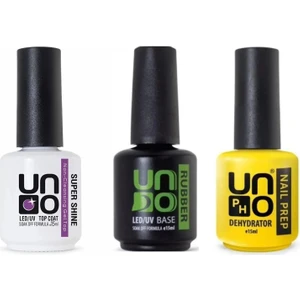 Fontenay Kalıcı Oje Seti Uno Nailprep Dehydrator 15 ml+Rubber Base Gel 15ml+Supershine Top Coat 15ml