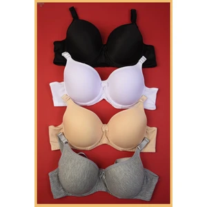 Destekli Dolgulu Sütyen 4 Adet (Siyah Beyaz Ten Gri)