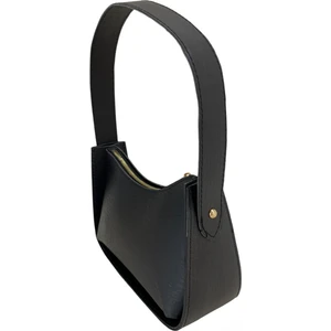 Kadın Düz Desenli Siyah Baget Çanta