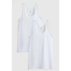 Twn Beyaz Standart Fit Nefes Alabilen Teri Emen %100 Pamuklu 2'li Atlet 1HC12ORTATL02