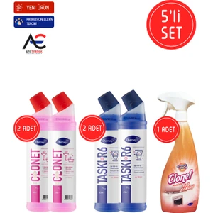 Clonet Temizlik Paketi ( 1 Adet Mutfak + 2 Adet Banyo + 2 Adet Tuvalet Temizleyici ) 5'li Set