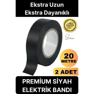 2 Ad. 20 mt Yalıtım Izole Pvc Elektrik Bandı Su Geçirmez Sızdırmaz Koruma Bant Siyah