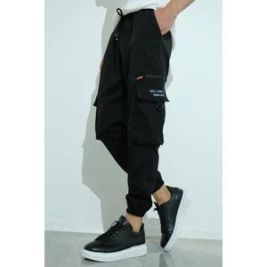 Bl Non Stop Baskılı Kort Paraşüt Kumaş Tactical Kargo Cepli Erkek Eşofman Alt