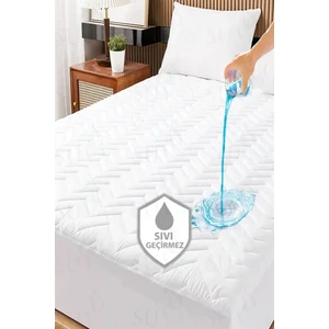 Kapitone Fittted 180x200 Çift Kişilik Battal Boy Sıvı Geçirmez Alez Beyaz Renkli Kapitoneli Yatak Koruyucu Çarşaf Alez