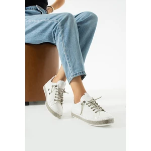 Kadın Beyaz Taşlı Ortopedik Sneaker