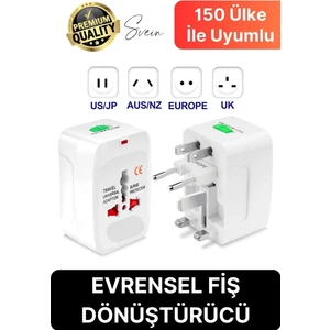 Evrensel Fiş Dönüştürücü Adaptör International Uluslararası Tüm Ülkelerle Uyumlu Seyahat