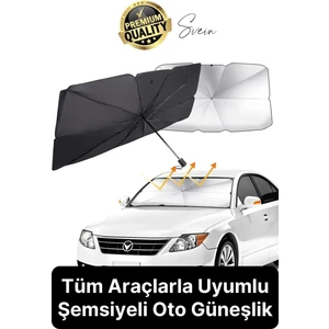 Premium Büyük Boy Titanyum Tüm Araçlarla Uyumlu Geçirmez Dayanıklı Araç Içi Ön Cam Şemsiye Güneşlik