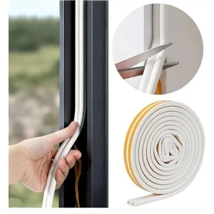 4 Metre Beyaz Pvc Doğrama Kapı Pencere Soğuk Geçirmez Sızdırmaz İzolasyon Fitil Yapışkanlı 2x2=4 mt