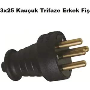 3X25 Kauçuk Trifaze Erkek Fiş 1 Adet