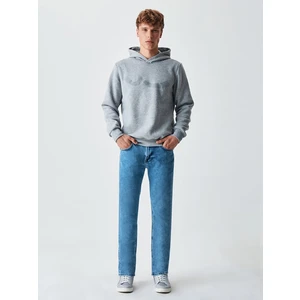 Sıgnlı Kapüşonlu Fermuarsız Regular Fit Gri Sweatshırt