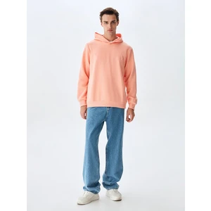 Sıgnlı Kapüşonlu Fermuarsız Regular Fit Turuncu Sweatshırt