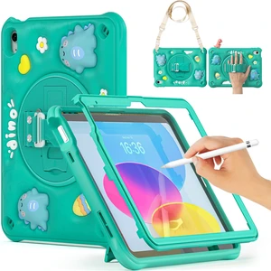 Forestl Digital iPad 10.9 (2022) Omuz Askılı Karikatür Dinozor Tekme Standı Pc Silikon Tpu Tablet Kılıfı (Yurt Dışından)
