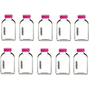 JUNİBELİW 10 Adet 100ML Cam Şişe Pembe Plastik Kapaklı Çok Amaçlı Shot Şişesi Meyve Suyu Shot Şişesi 10X100ML