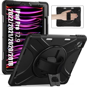 Forestl Digital iPad Pro 12 9 Inç (2022 2021 2020 2018) X Shape Pc Tpu El Kayışlı Combo Stand Tablet Kılıfı (Yurt Dışından)