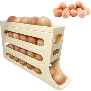 Buzdolabı Için 4 Katlı Yumurta Tutucu Otomatik Kayan Yumurta Rafı Tutucu Yerden Tasarruf Sağlayan Yumurta Dağıtıcı Otomatik Yuvarlanan Yumurta Saklama Kapları (Yurt Dışından)
