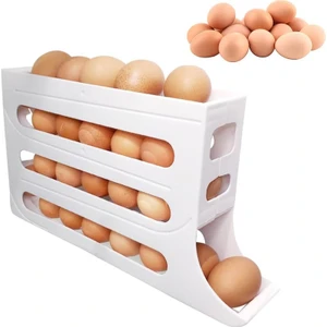 Buzdolabı Için 4 Katlı Yumurta Tutucu Otomatik Kayan Yumurta Rafı Tutucu Yerden Tasarruf Sağlayan Yumurta Dağıtıcı Otomatik Yuvarlanan Yumurta Saklama Kapları (Yurt Dışından)