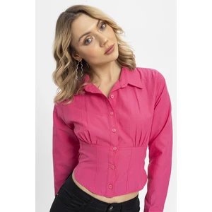 Kadın Arka Lastik Detaylı Kısa Gömlek 245235 -