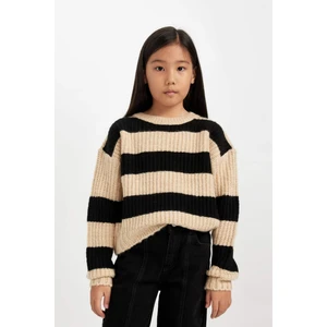 Kız Çocuk Çizgili Bisiklet Yaka Triko Kazak A6009A824WN