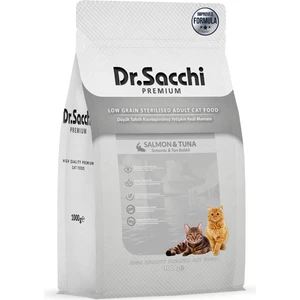 Dr. Sacchi Premium Düşük Tahıllı Somonlu ve Ton Balıklı Kısırlaştırılmış Kedi Maması 1 kg
