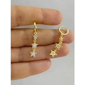 Ares Collection Arescollection Zirkon Taşlı 3 Lü Yıldız Sallantılı 1 Adet Helix Kıkırdak Lobe Uyumlu Halka Piercing Küpe