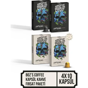 Bozs Coffee Kapsül Kahve 4'lü Fırsat Paketi Nespresso Uyumlu 40 Kapsül