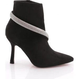 Dgn 5726-424  Bilekten Çarpraz Silver Taşli Zincir Detayli  Kadin  Topuklu Bot