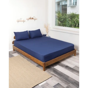 Rozet Tekstil Lacivert 120x200 Tek Kişilik Lastikli Çarşaf Takımı Fitted Pamuklu Dokuma Kumaş Yastık Kılıflı