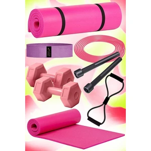 Tekno Trust Pembe Son Kalite Pilates Seti Inanılmaz Fiyat Pilates Minderi 2 Adet Dambıl Squat Band Atlama Ipi D